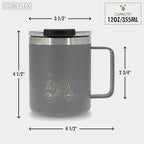 COREFLEX 12 oz Insulated Coffee Mug with Handle & Lid, Stainless Steel Double Walled Vacuum Insulated Tumbler, Travel Coffee Cup Thermal Cup - Home, Office, Travel, Outdoor, Camping
