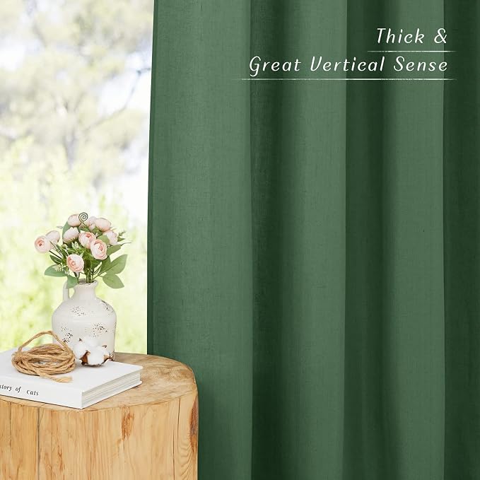 NICETOWN Olive Green Curtains 84 inch Length 2 Panels, Grommet Linen Blend - Image 5