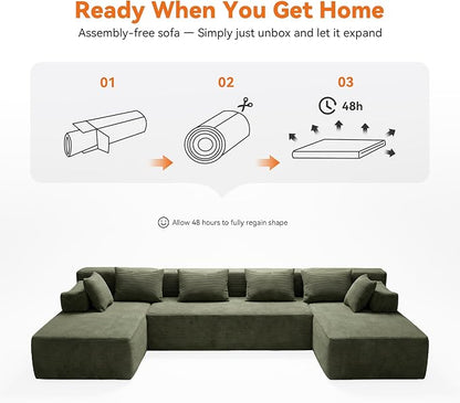 MONVANE 141" U Shaped Cloud Sectional Couch - Image 9