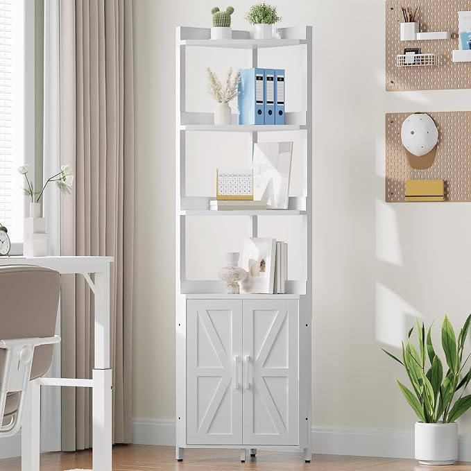 HOOBRO Corner Shelf with Storage, Tall Corner Cabinet, 5-Tier Bookshelf Stand - Image 2