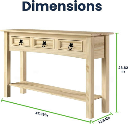 Furniture Dash Solid Wood Hall Table Console 47.9" W, 12.6" D, 28.8" H - Image 2