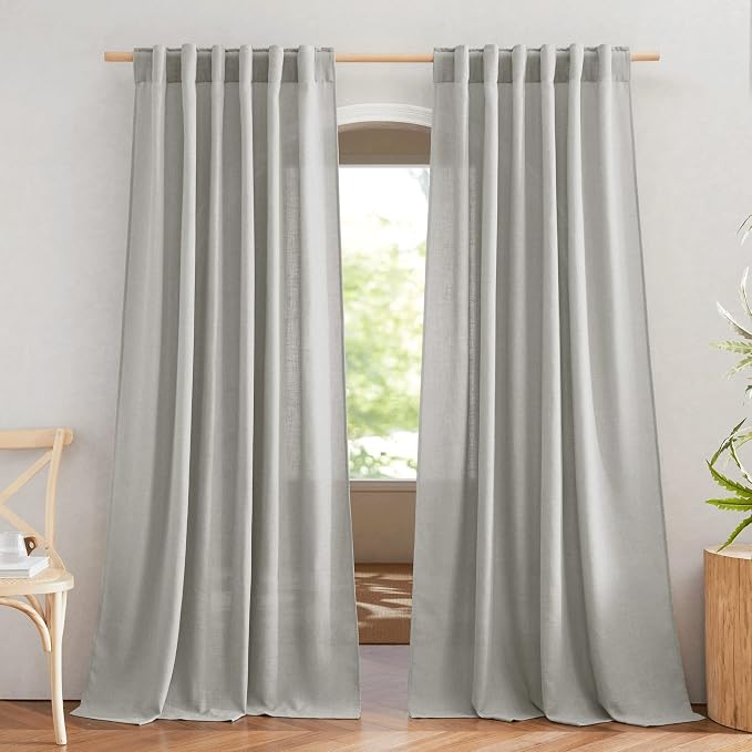 NICETOWN Linen Gray 108 inch Curtains by NICETOWN
