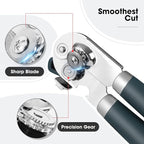 Beneno Can Opener Manual with Magnet, Hand Held Heavy Duty Can Opener with Durable Sharp Blade Smooth Edge, Big Effort-Saving Knob, Soft Grip Rubber Handle, Multifunctional Bottle Opener, Green