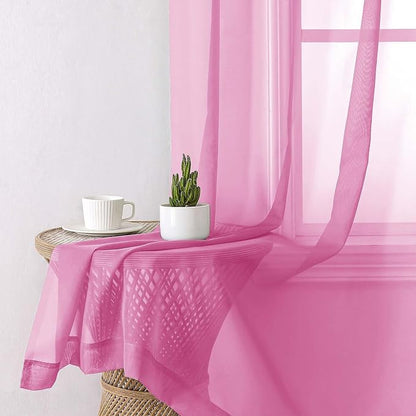 Hot Pink Sheer Curtains 90 Inches Long 2 Panels, Solid Voile Privacy Window - Image 6
