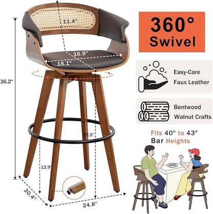 Set of 2 Rattan Swivel Bar Stools - Image 2
