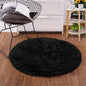 Goolela Black Round Rug 3ft Fluffy Fuzzy Sheepskin Rug Black Circle Faux Fur Rug by Goolela