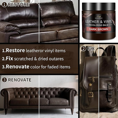 Leather Recoloring Balm and Scratch Repair Kit, Dark Brown Leather Restorer - Image 3