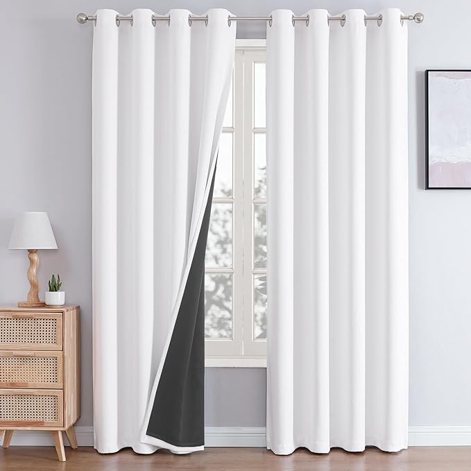 ChrisDowa White 100% Blackout Curtains by ChrisDowa