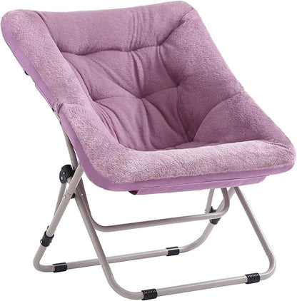 Tiita Comfy Folded Chair, Soft Faux Fur Oversized Folding Accent Chair by TiitaHome