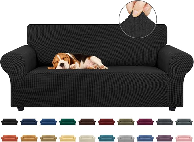 Stretch Loveseat Couch Cover, 2 Cushion Couch Slipcover, Elastic Bottom by KEKUOU
