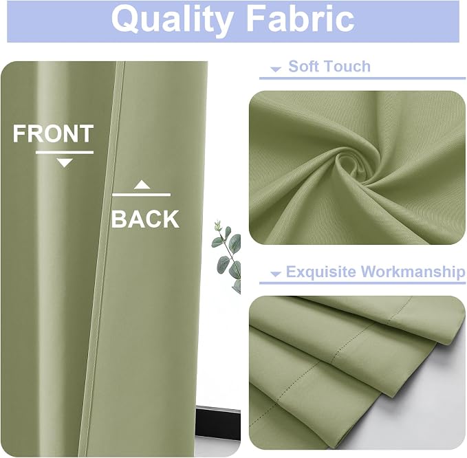 Simplebrand Ava Sage Green Extra Long 10ft Room Daekening Curtains - Image 3