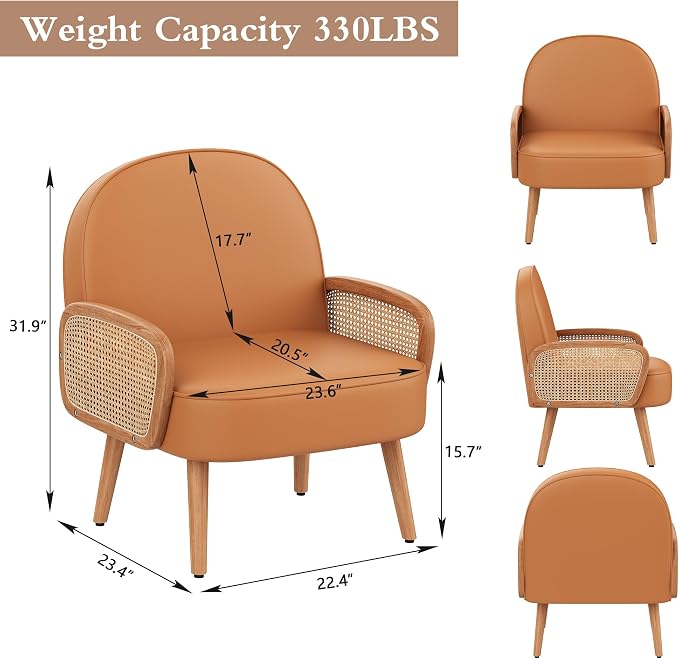 Aklaus Mid Century Modern Accent Chair Set of 2 Armchair - Image 2