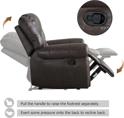 CANMOV Leather Recliner Chair, Classic and Traditional Manual Recliner Chair - Image 4
