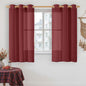 Red Sheer Linen Curtains 45 Inch Length, Linen Textured Light Filtering Panels by LAMIT