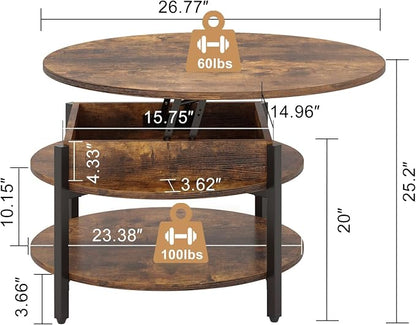 FABATO Round Lift Top Coffee Table - Image 3