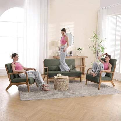 INZOY Mid-Century Modern Accent Chair Set of 2, Upholstered Living Room Chairs - Image 9