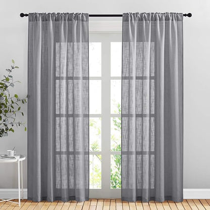 NICETOWN Sheer Curtains 84 inches Long Linen Look - Image 3