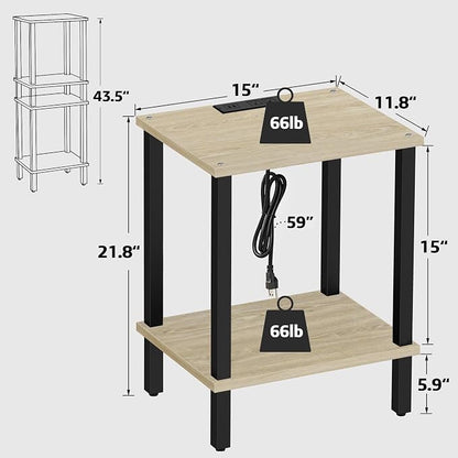 TUTOTAK End Table with Charging Station, Small Side Table with Outlets - Image 3