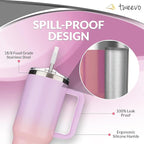 40 oz Tumbler With Handle and Straw Made of Stainless Steel - Double Wall Vacuum Insulated Tumbler With Lid - Sweat Proof Easy Grip, BPA-Free, Dishwasher Safe Tumbler (Gradient Purple)