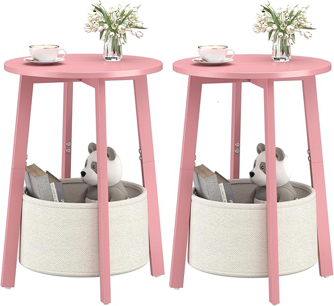 sthmec Small Round Side End Table Set of 2 by Unknown