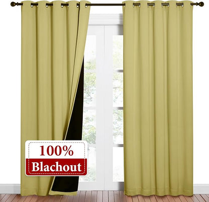 NICETOWN Paler Yellow Full Shade Curtain Panels, Pair of Energy Smart & Noise - Image 2