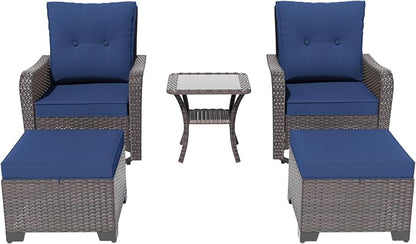 ALAULM 5-Piece Outdoor Swivel Rocking Chair Set - Image 7