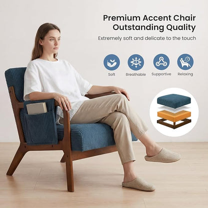 DUMOS Mid Century Modern Accent Chair, Upholstered Armchair - Image 4