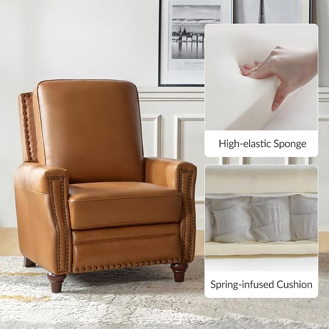 HULALA HOME Genuine Leather Manual Recliner Chair - Image 4