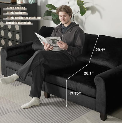 EASE MOOSE 70.6" Velvet Loveseat Sofa, Soft Deep Seat Couches - Image 5