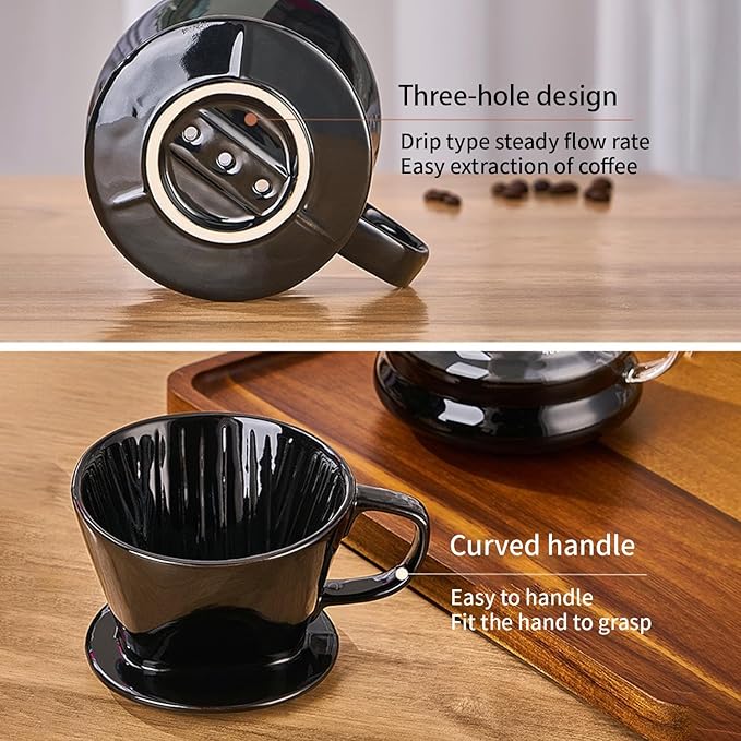 Pour Over Coffee Maker, Single Cup Coffee Dripper, Manual Porcelain Slow Brewing Accessories for Travel, Camping, Office, Home, Cafe, Coffee Gifts (White, Medium)