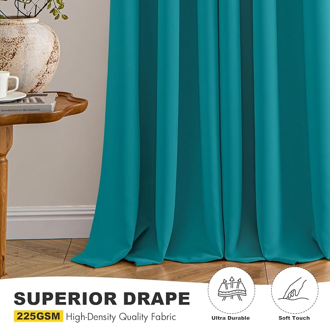 MIULEE Blackout Curtains for Bedroom 2 Panels 40 x 72 Inch Long Teal | Thermal - Image 5
