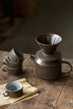 Ceramic Pour Over Coffee Maker, Retro Hand Drip Coffee Dripper, Portable Pourover Cone Filter Coffee Brewer for Camping, Travel, Office, Family, Single Serve, Antique Copper Brown