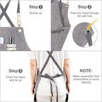 Cotton Canvas Cross Back Apron for Art Painting Garden Chef Bartender Work,Women Men 3 Pockets Waterproof Adjustable M-XXL