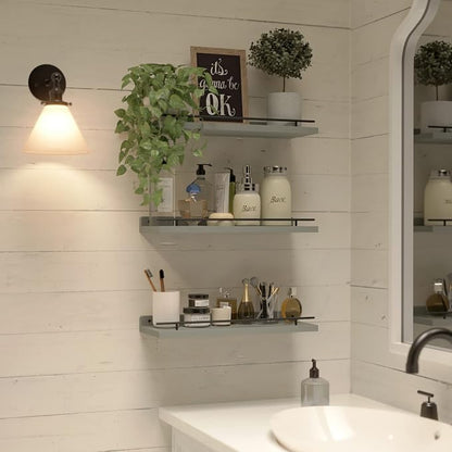 WOPITUES Floating Shelves with Black Metal Guardrail, Shelves - Image 5