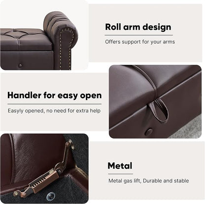 Storage Bench for Bedroom, Faux Leather King Size Bench - Image 7