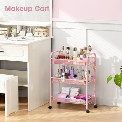 TOOLF 3 Tier Rolling Cart Pink - Image 5
