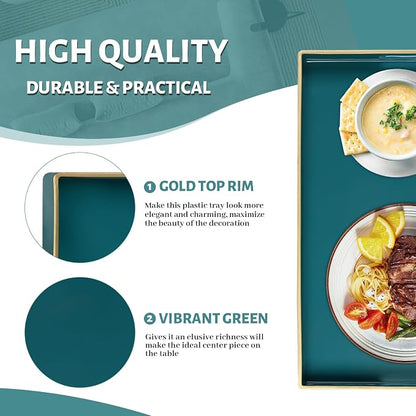 MAONAME Teal Serving Tray with Handles, Modern Decorative Tray - Image 3
