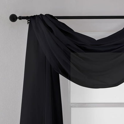 Chyhomenyc Extra Long Black Sheer Curtains 144 inch 2 Panels, Translucent - Image 2