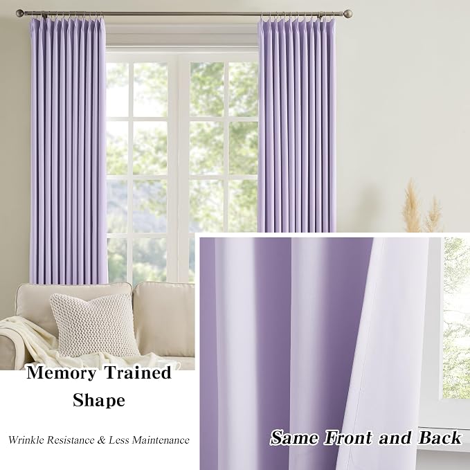Pinch Pleated Curtains 108 Inches Long, Energy Saving Window Treatment Privacy - Image 6