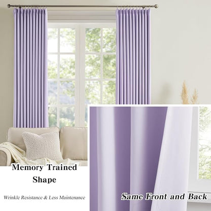 Lilac Blackout Curtain Drapes Pleated - Image 6