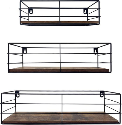 CRUGLA Floating Shelves Wall Mounted Set of 3, Hanging Storage Wall Shelf by CRUGLA