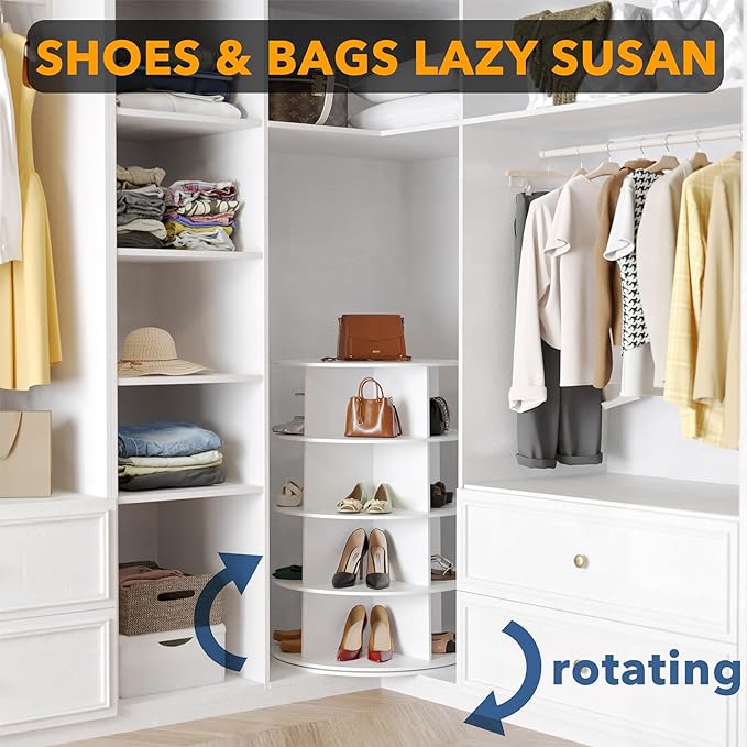 SpaceAid 4 Tier Rotating Shoe Rack Tower, Spinning Shoe Display Lazy Susan - Image 4