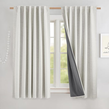 NICETOWN 100% Blackout Cafe Curtains 48 inches Long 2 Panels, Linen Blend by NICETOWN