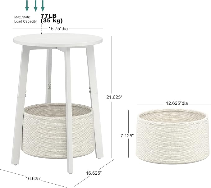 sthmec Small Round Side End Table Set of 2 - Image 3