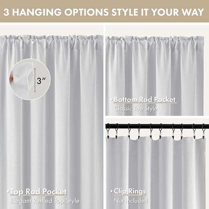 MIULEE Greyish White Blackout Curtains 4 Panels Set 72 Inch Length Bedroom | - Image 8