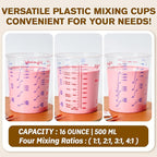 16 oz Plastic Mixing Cups, 100 Pack 16 oz (500ml) Disposable Measuring Cups with 100 Wooden Mixing Sticks, Can Be Used for Epoxy Resin, Liquid Measuring, Paint, Cooking and Baking