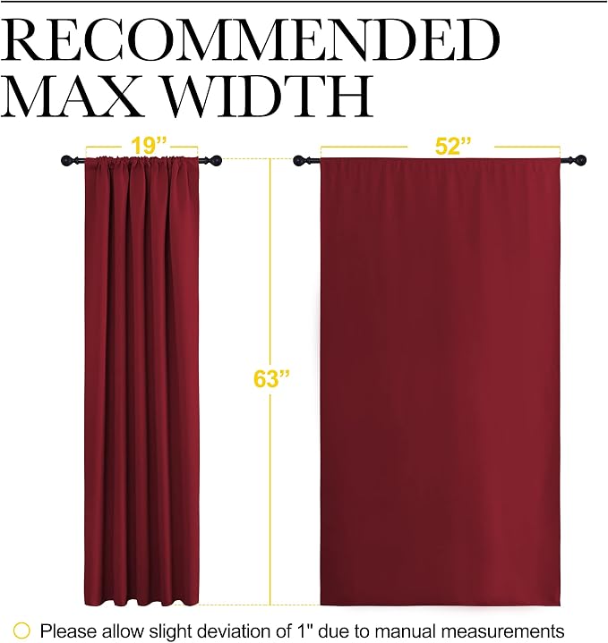NICETOWN Christmas Burgundy Blackout Curtains and Drapes - Image 8