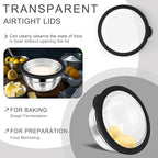 HaWare Mixing Bowls with Airtight Clear Lids, 6-Piece Stainless Steel Strong Nesting Bowls Set, Metal Salad Bowl for Cooking, Prepping, Baking, Serving & Food Storage, Size 4.6, 3, 1.5QT, Black