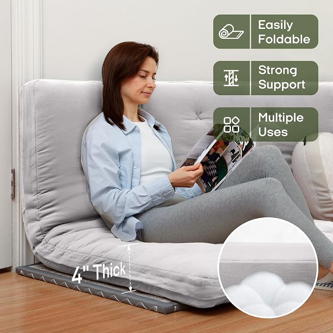 ZonLi Japanese Floor Futon Mattress Twin Size 75"x 39", 100% Cotton Cover 4'' - Image 2