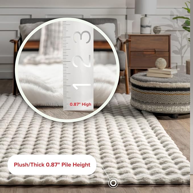 nuLOOM Jeni Off White Checkered Washable Area Rug, Oval 5' x 8' | Nuloom Jeni - Image 2